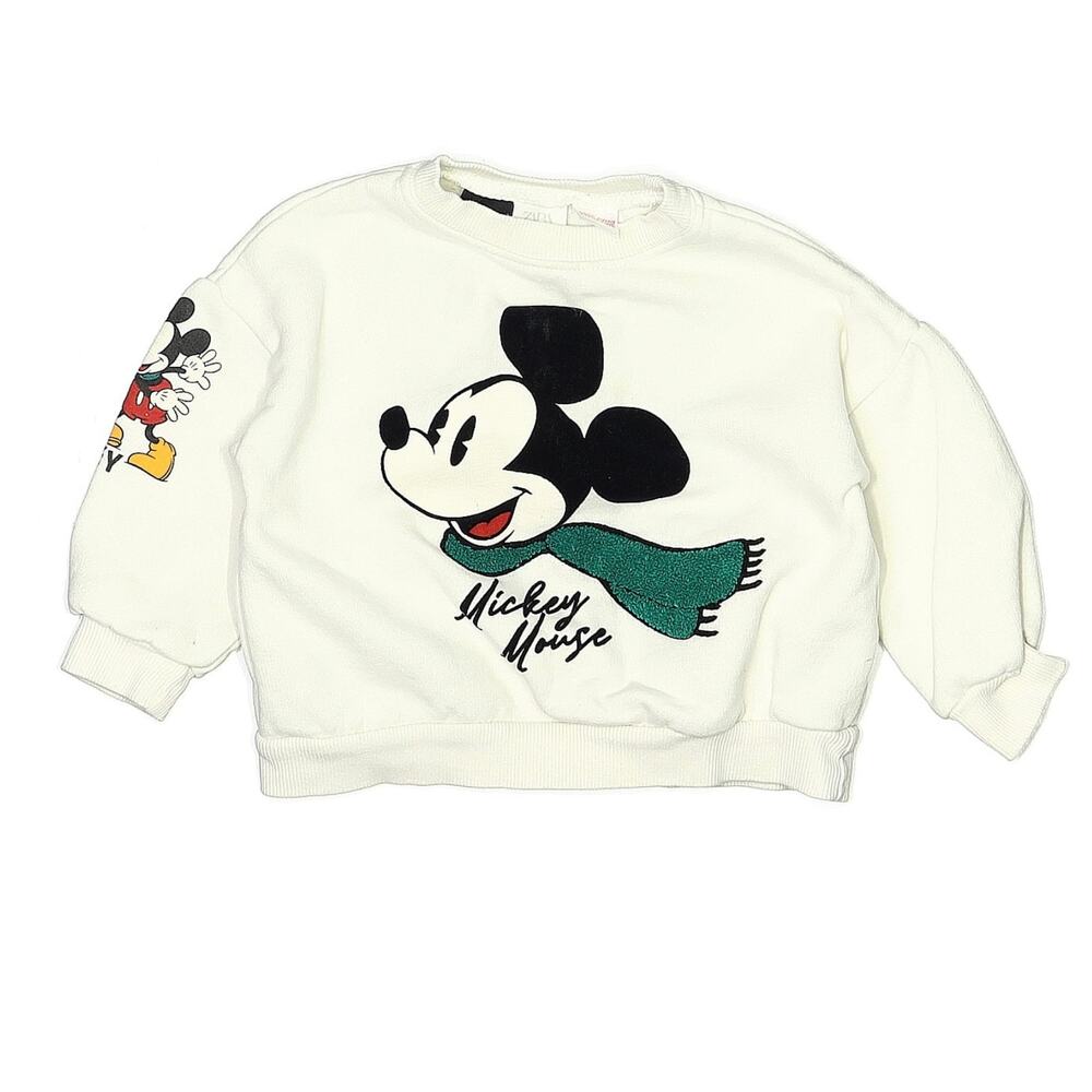 ZARA Disney Mickey Mouse Snow Crewneck Sweatshirt Size 3
